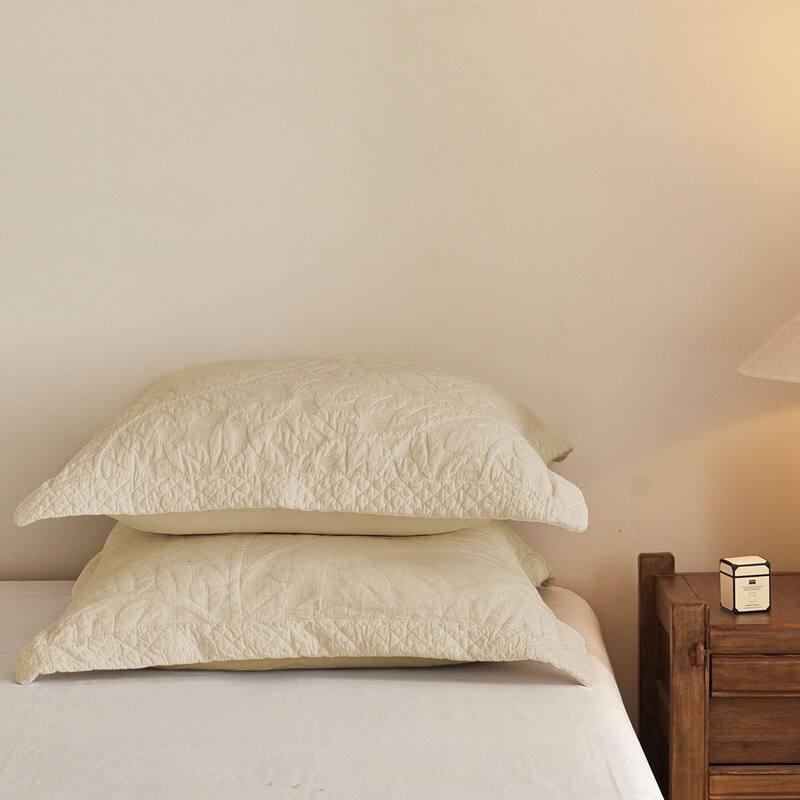 2 Pcs Cotton Embroidered Quilted Euro Shams 26"x26"