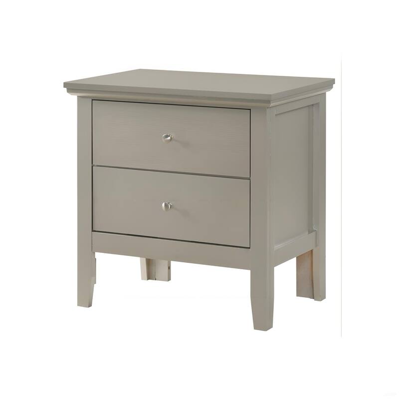 Elegant Silver Champagne Nightstand with Drawers
