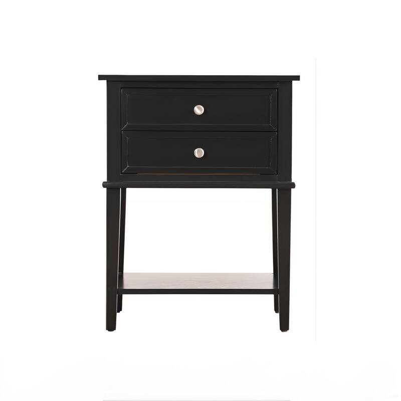 Black Minimalist Nightstand with Open Shelf
