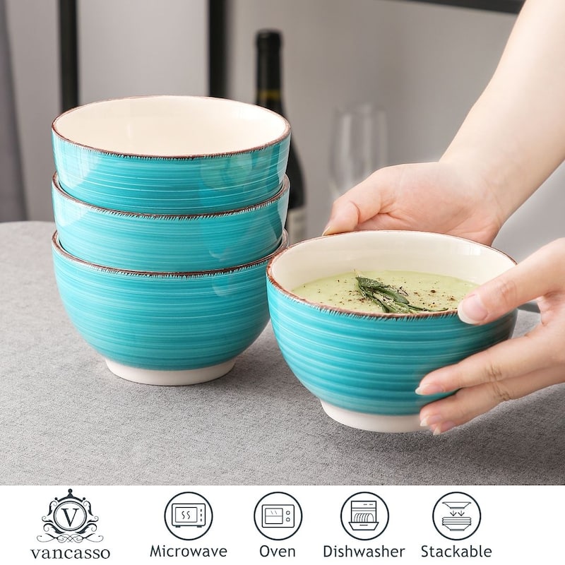 vancasso Bella 5.5 Inch Stoneware Large Serving Bowl Set,24Oz.