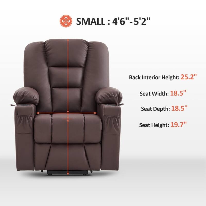 MCombo Small Power Lift Recliner Chair with Massage and Heat for Short Elderly People, Faux Leather 7569