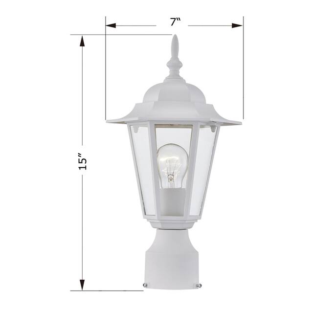1 -Light Textured White Outdoor Post Lantern Light