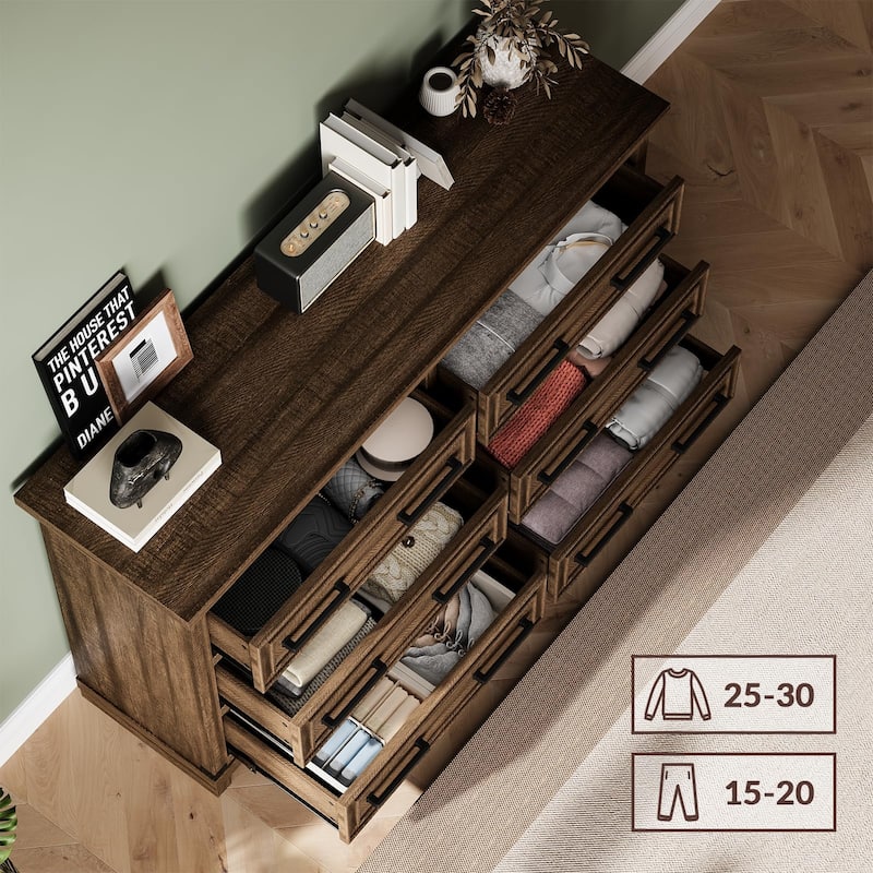 Farmhouse 6/8 Drawer Dresser for Bedroom, Rustic Wood Chest of Drawers