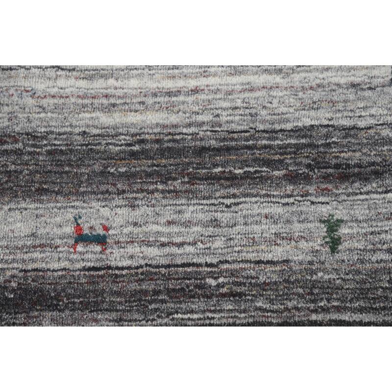 Hand Knotted Oriental 100% Wool Carpet Tribal Tribal Greys & Charcoal Gabbeh Area Rug - 7' 7'' X 5' 6''