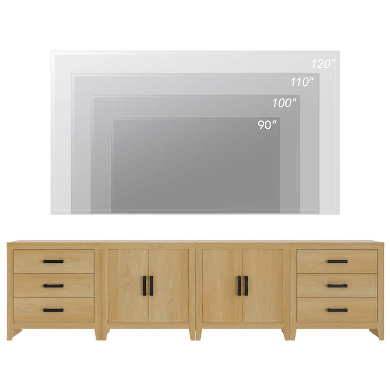 WAMPAT Modern Farmhouse TV Stand with 6 Drawers & 2 Cabinets, Wide Entertainment Center for Large TVs & Media Storage