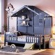 preview thumbnail 2 of 27, Twin Size House Bed with Shelves, Window and Sparkling Light Strip