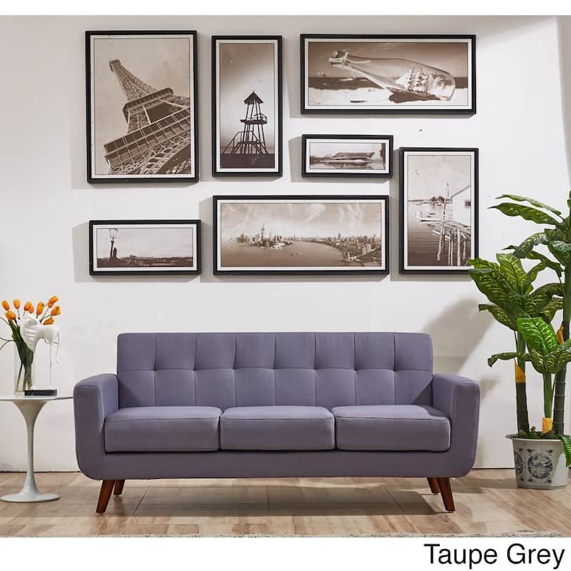 Grace Rainbeau Linen Upholstered Tufted Mid-century Sofa - Taupe Grey