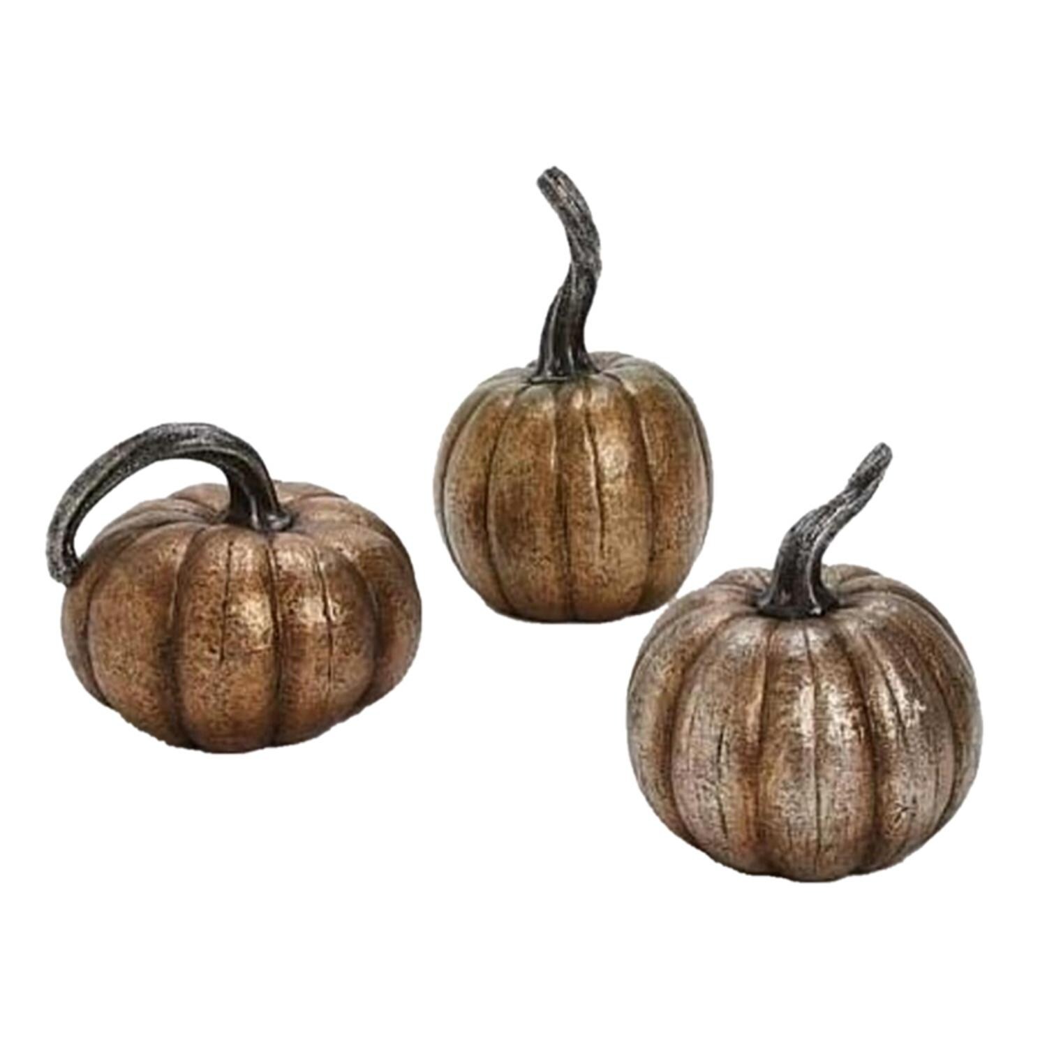 Shop Set Of 3 Thanksgiving Autumn Harvest Bronze Finish Pumpkin