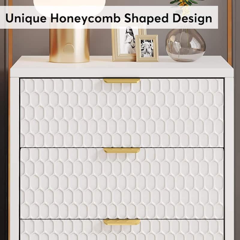 3-Drawer Nightstand Modern Tall Bedside Table with Storage Drawers