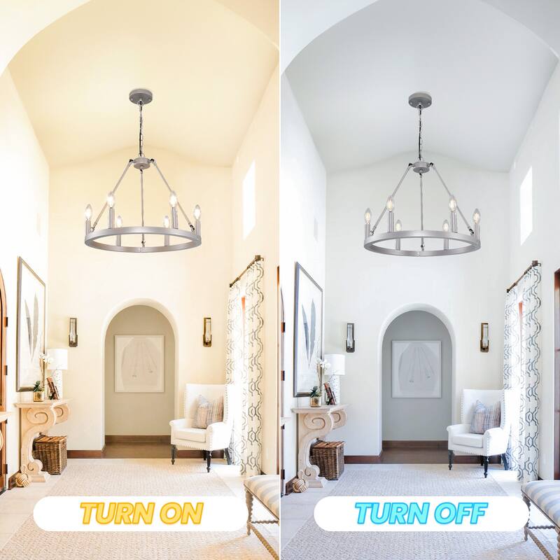 6/12-Light Wagon Wheel Farmhouse Chandelier