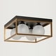 preview thumbnail 8 of 11, Modern Black Gold 4-Light Square Frosted Glass Flush Mount Ceiling Lights for Kitchen - 14" L x 14" W x 6.5" H