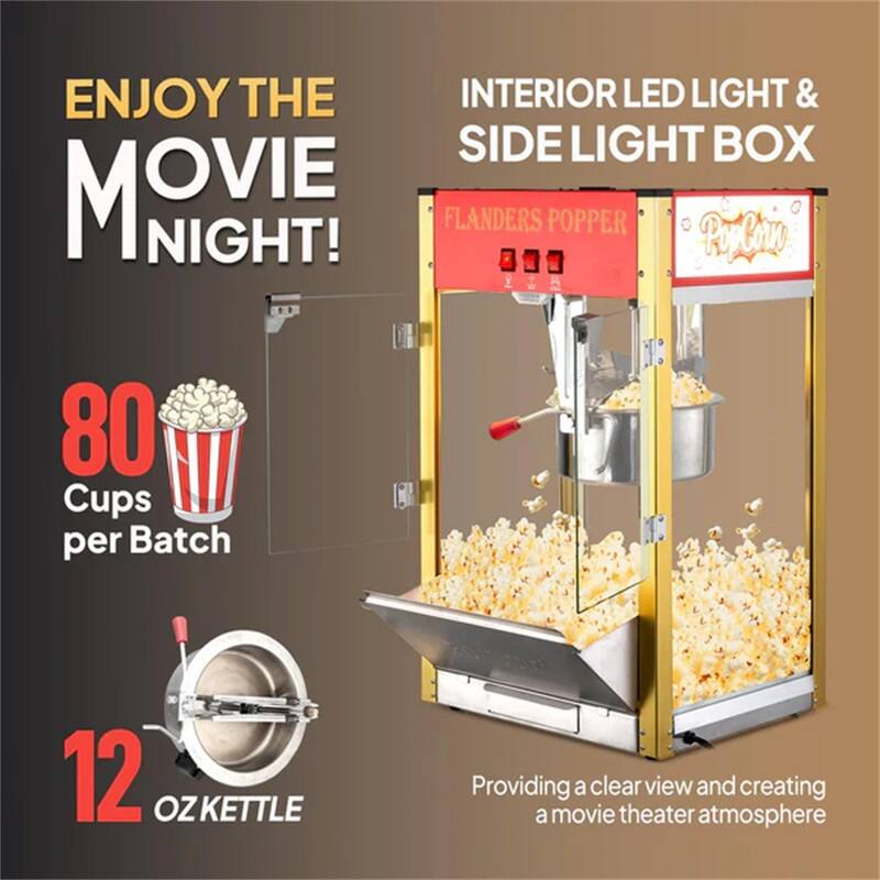 1400W 120V 12oz Kettle Popcorn Machine Maker Countertop