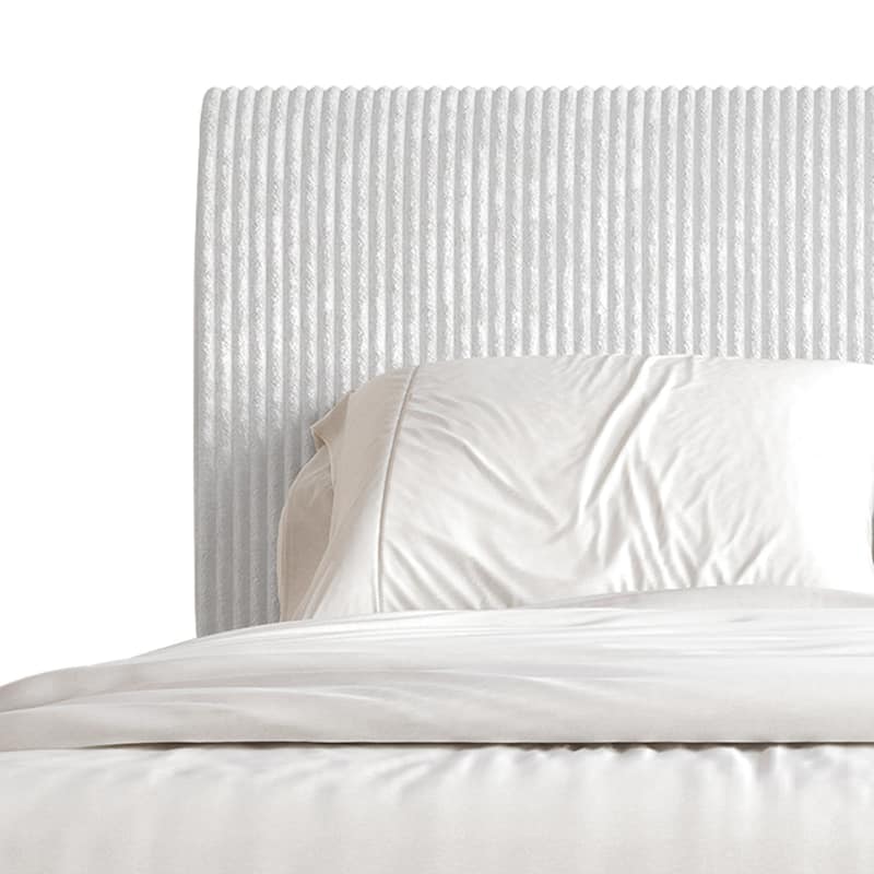 CraftPorch Corduroy 4-pieces Mid-Century Modern White Bed with Light Grey Furniture Bedroom Set