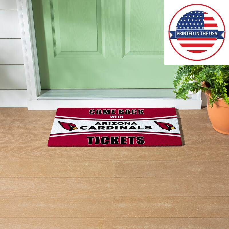 Arizona Cardinals 28 in. x 16 in. PVC "Come Back With Tickets" Trapper Door Mat