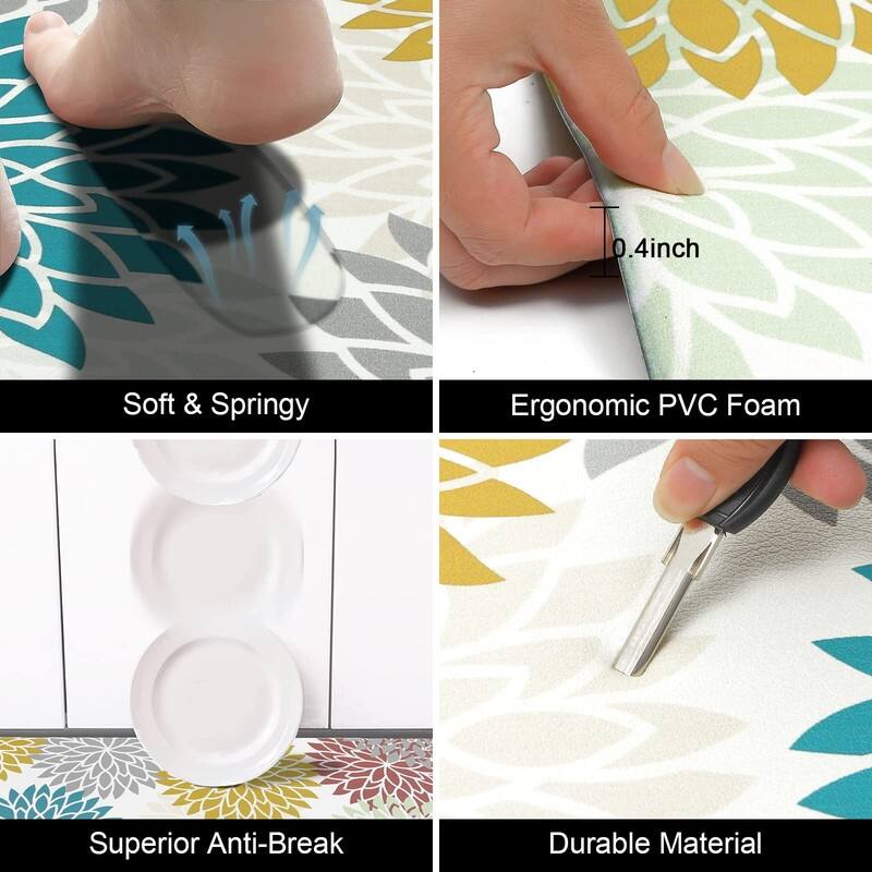 Anti Fatigue Kitchen Rug Sets 2 Piece Non Slip Kitchen Mats - 17.3"x48"+17.3"x28"-0.4"Th