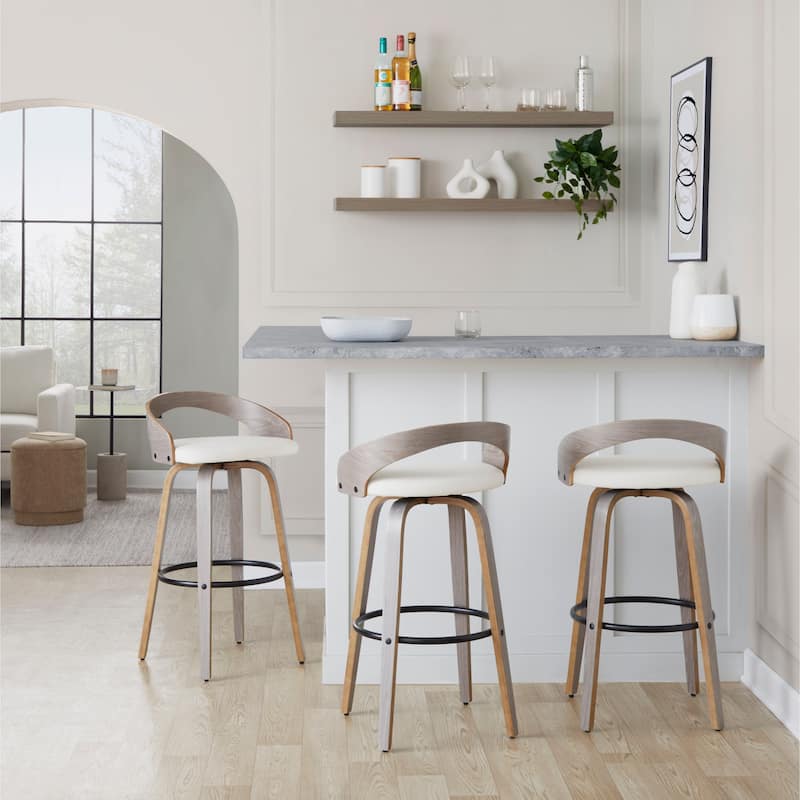 Carson Carrington Stavanger 30" Fixed-Height Bar Stool with Bent Wood Legs & Round Footrest (Set of 2)