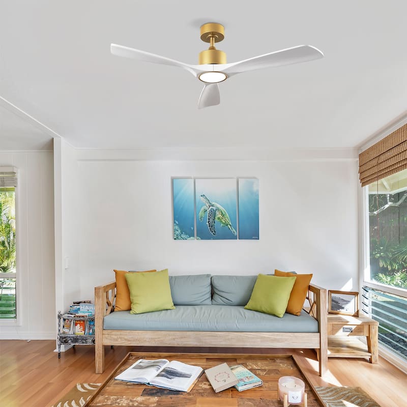 52" Downrod Ceiling Fan with Light and Remote,Reversible DC Motor,for Living Room Bedroom Patio - 52 Inches