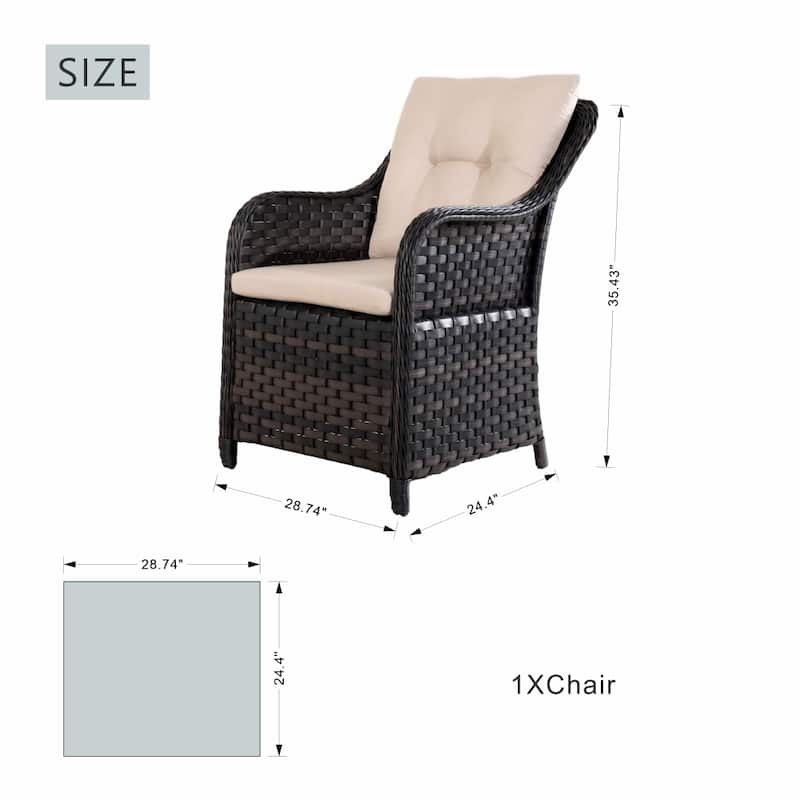 Modern Outdoor Square Fire Pit Table Set with 4 Dining Chairs