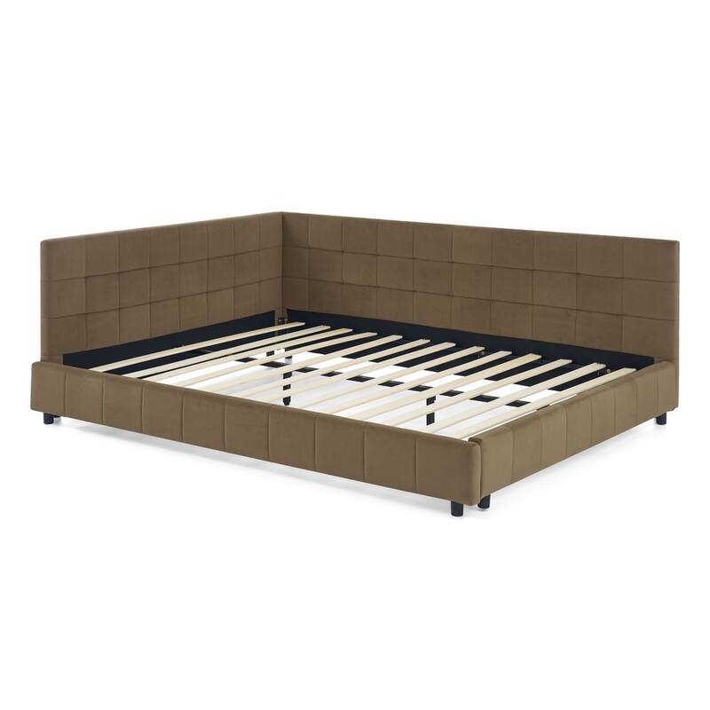 Upholstered Tufted Bed Frame Velvet Fabric Daybed
