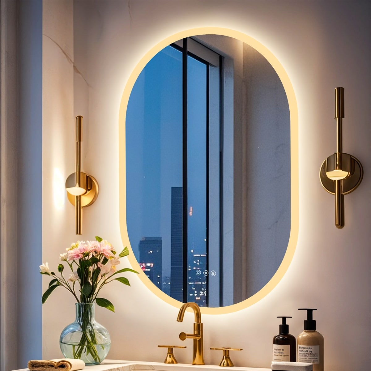 Oval LED Bathroom Mirror with Backlight Illuminated Wall Mounted Vanity Makeup Mirror - 23.62” x 35.43”