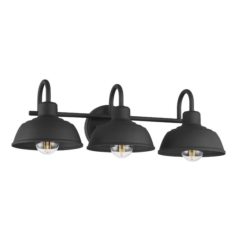 Hunter Mill Valley Matte Black 3 Light Bathroom Vanity Light - Transitional, Modern Farmhouse, Traditional