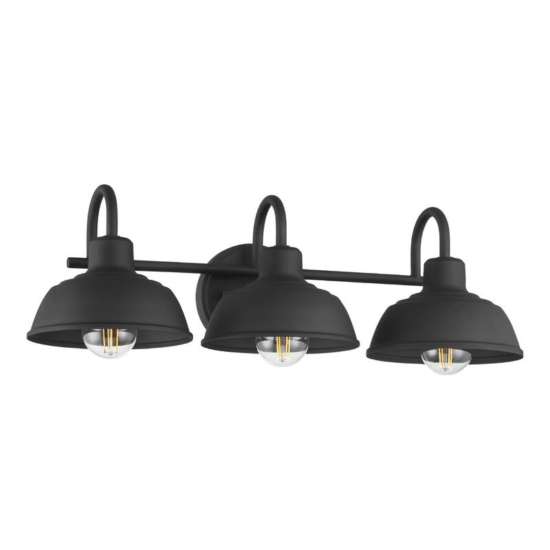 Hunter Mill Valley Matte Black 3 Light Bathroom Vanity Light - Transitional, Modern Farmhouse, Traditional