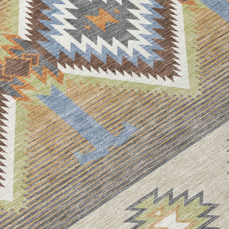 Machine Washable Indoor/ Outdoor Global Chennai Chantille Rug