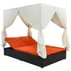 preview thumbnail 3 of 25, Outdoor Adjustable Patio Wicker Sunbed Daybed with Cushions and Canopy