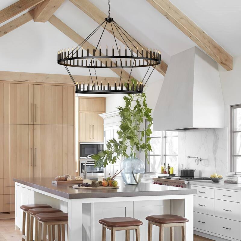 2 Tier Wagon Wheel Chandelier Large Farmhouse Rustic Round Chandeliers