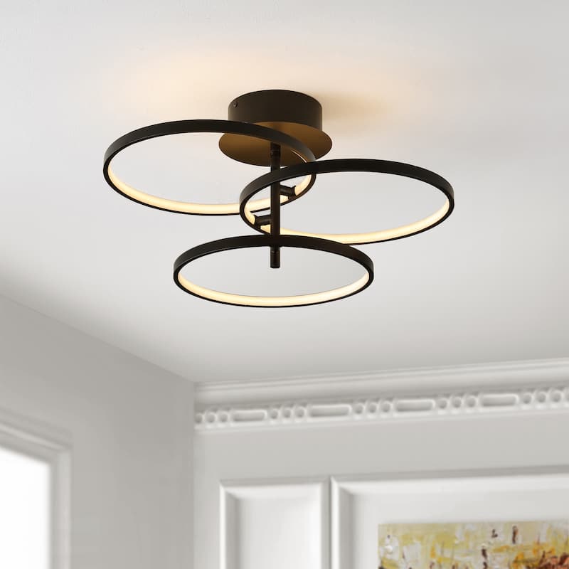 SAFAVIEH Hirona Led 21-inch Flush Mount - 21 In. W x 21 In. D x 11 In. H - Matte Black - 21Wx21Dx11H