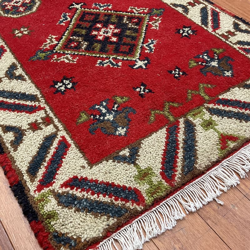 HERAT ORIENTAL Handmade Kazak Wool Rug - 2'1" x 4'