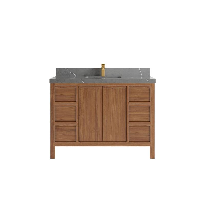 Willow Collections 48 in. W x 22 in. D Elizabeth Solid Teak Single Sink Bathroom Vanity with Countertop