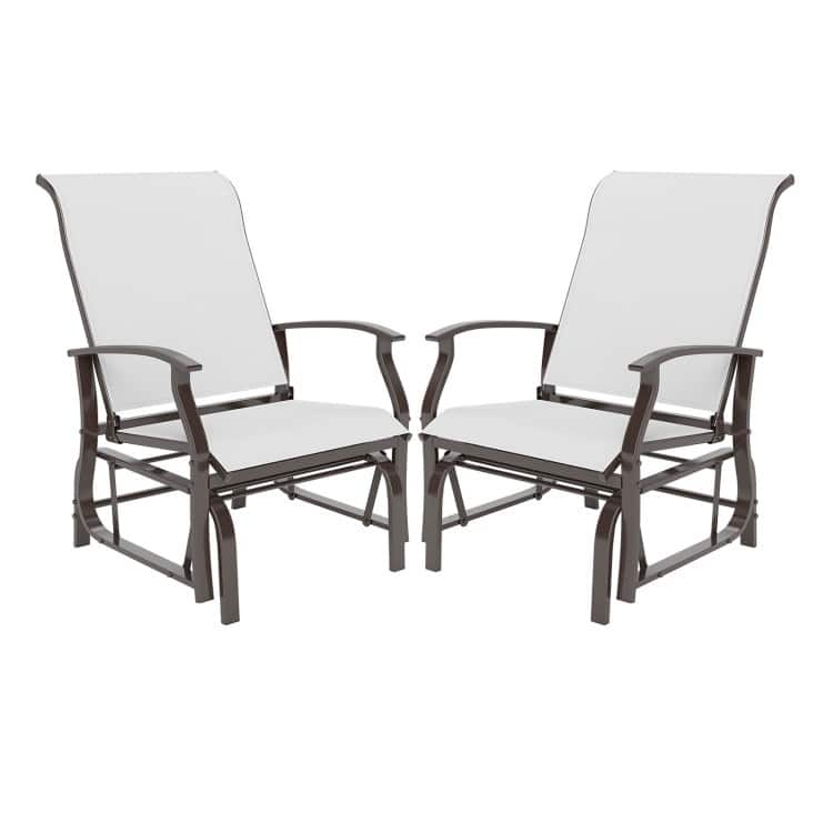 Fabric Metal Outdoor Glider Chairs Set of 2 Patio Set - 32" x 25.5" x 37" - Beige