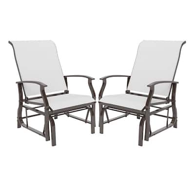 Fabric Metal Outdoor Glider Chairs Set of 2 Patio Set - 32" x 25.5" x 37"