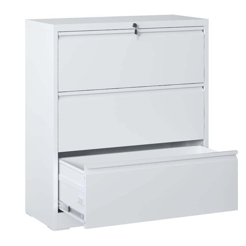 Lateral File Cabinet 3 Drawer - White