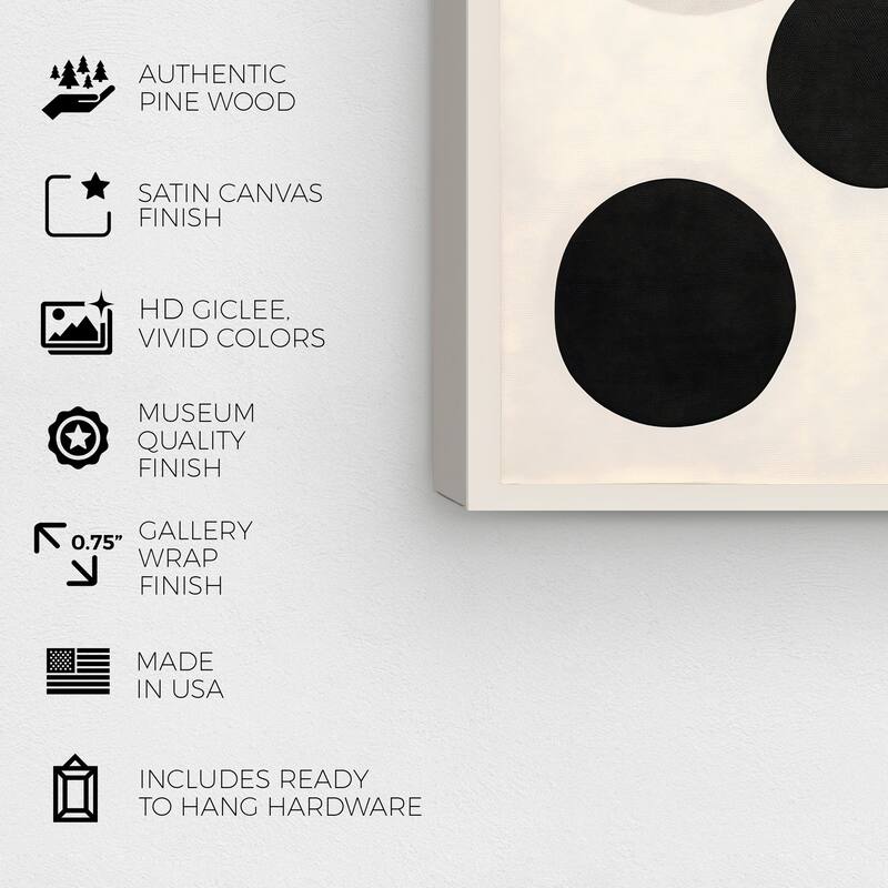 Wynwood Studio Canvas Abstract Cosmic Planet Balls Black and Ivory Modern & Contemporary Wall Art Canvas Print
