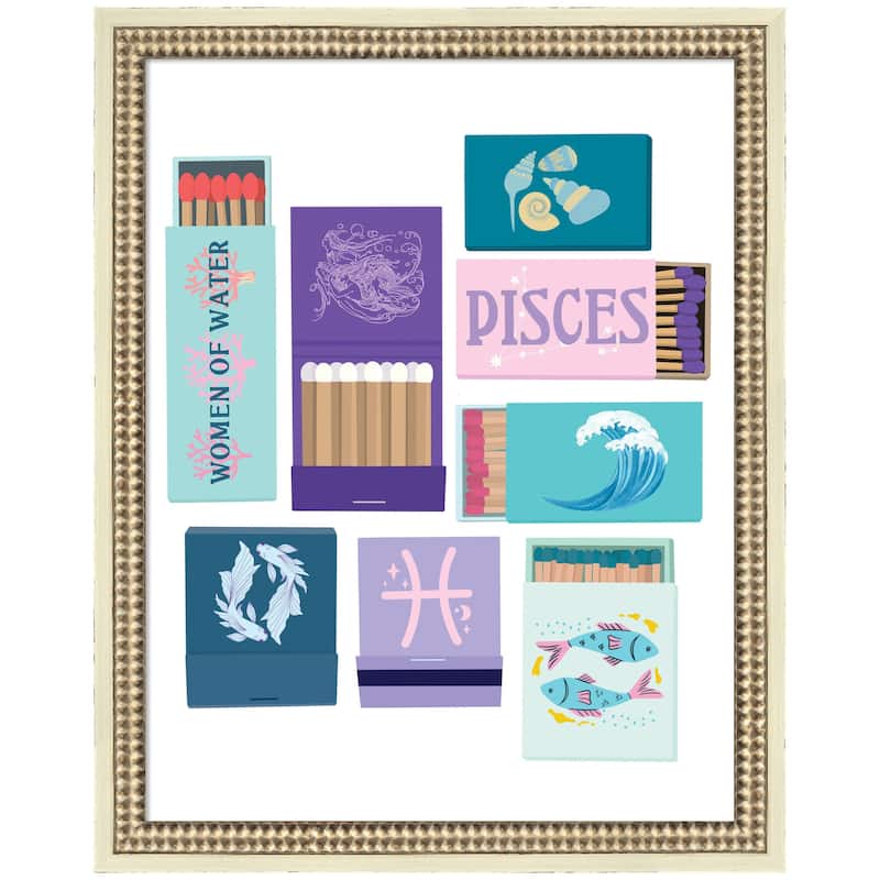 Kate and Laurel Pisces Matchbooks 14x18 FC by Megan Ryan Framed Wall Art Print - 16x20