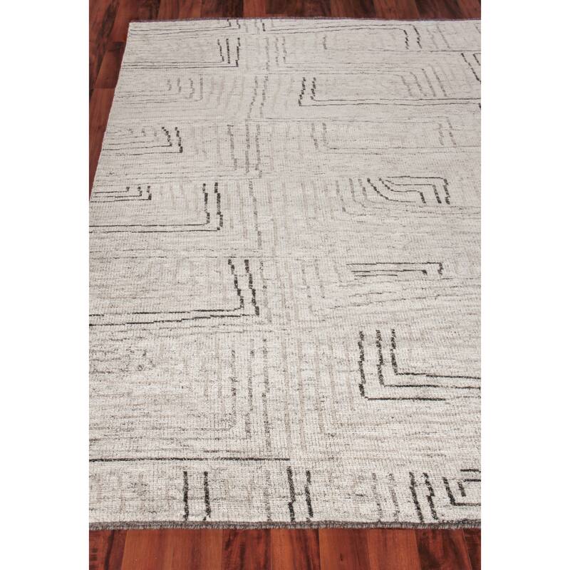 EXQUISITE RUGS Aldridge Hand-knotted Wool/Bamboo Silk Ivory/Grey/Beige Area Rug.