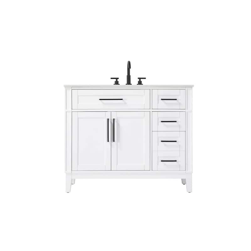 Rachel Single Bathroom Vanity (32-42 inch) - White - 42"