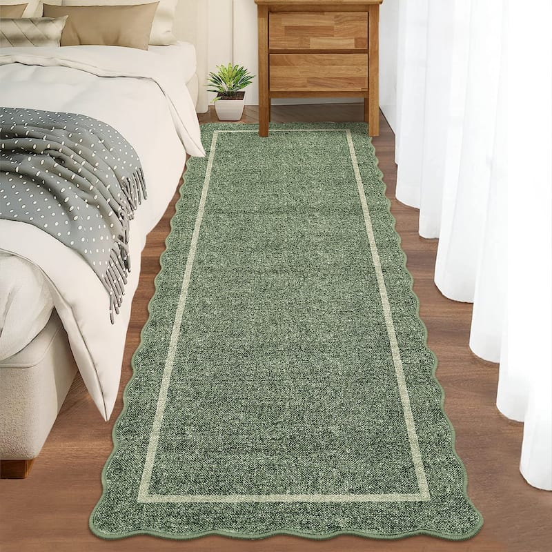Garvee Scallop Solid Washable Area Rug
