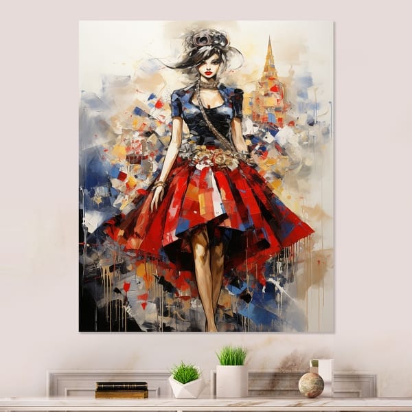 knee length dresses for ladies Lady In Dress Metal Wall Art main image 1