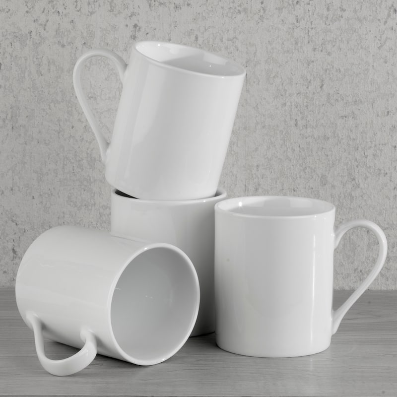 Euro Ceramica Claire 4 Piece Everyday Classic Porcelain Coffee Mug Set