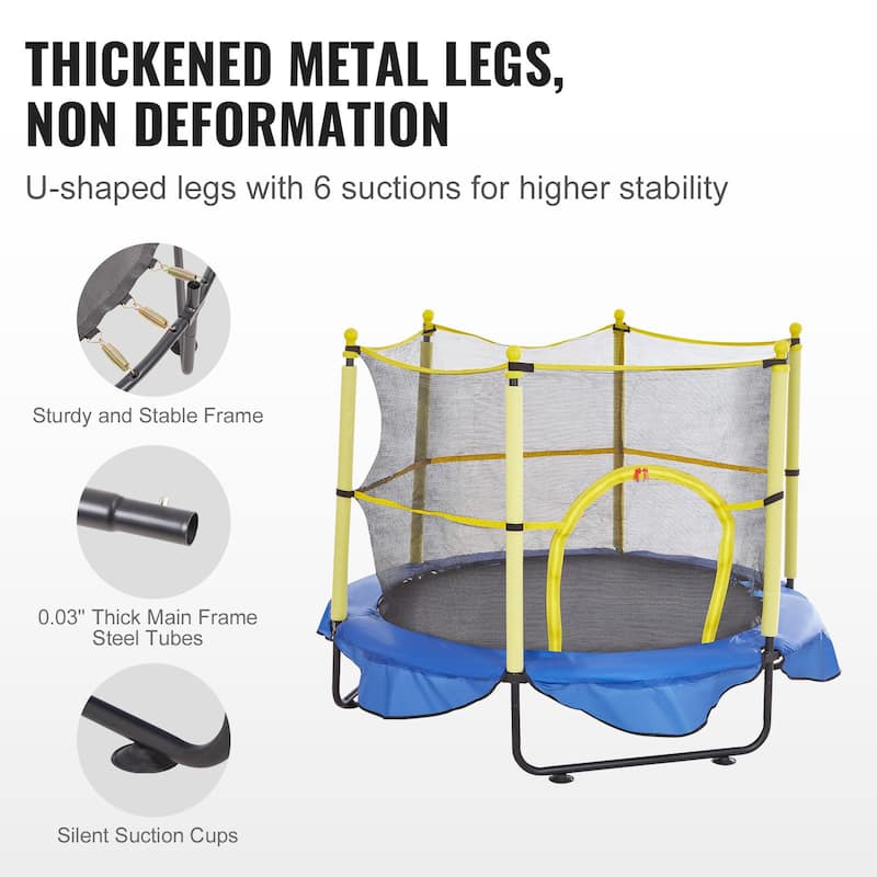 5FT Kids Trampoline with Safety Net and Basketball Hoop for Indoor Outdoor