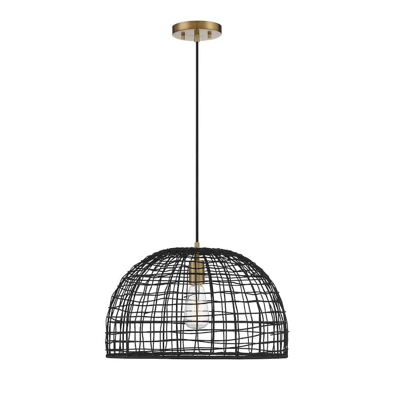 Meridian M70105 18" Wide Single Light Pendant with Rattan Shade