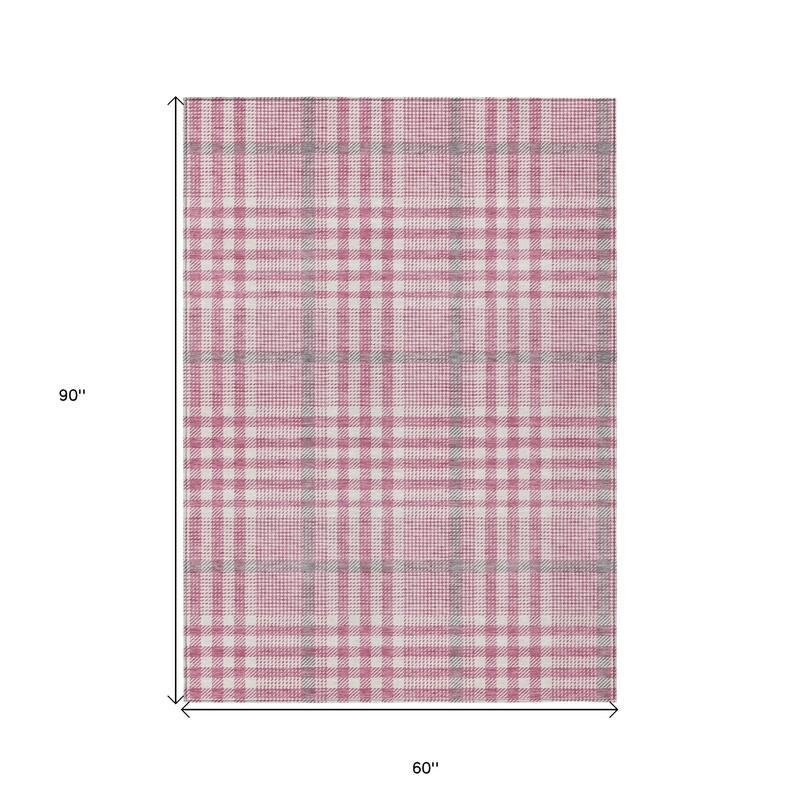 HomeRoots Plaid Transitional Rectangle Outdoor Rug