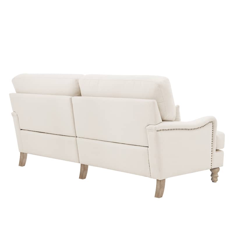 Modern Upholstered 3-Seater Sofa with Solid Wood Legs for Living Room