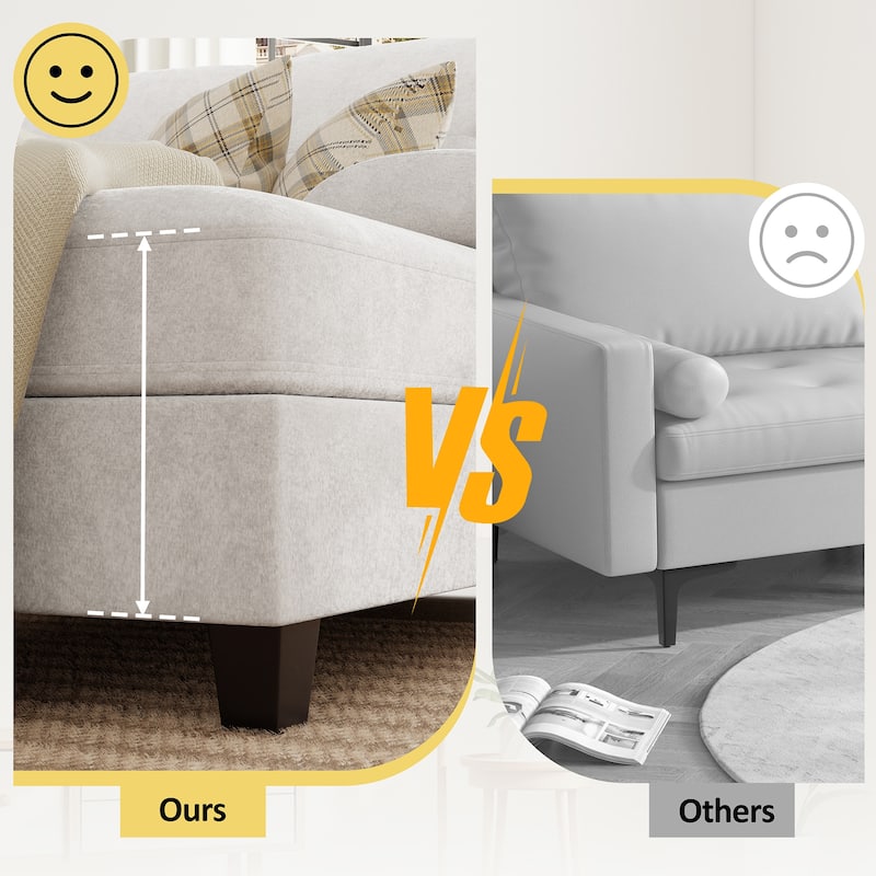 106'' Sectional Sofa with Thick Cushions for Living Room