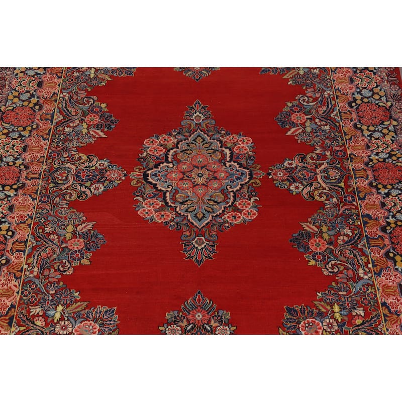 Red Sarouk Persian Large Rug Handmade Wool Carpet - 10'7" x 13'7"