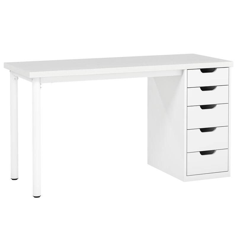 Modern Vanity Desk with 5 Reversible Drawers, Multiple Storage Makeup Desk, Christmas Gift for Home Use