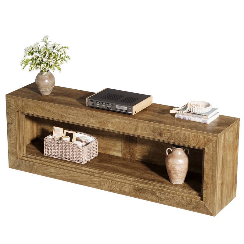 63" Extra Long TV Stand with Storage Shelves, Media Console Entertainment Center for 55/60/65/75-Inch TVs Living Room Bedroom